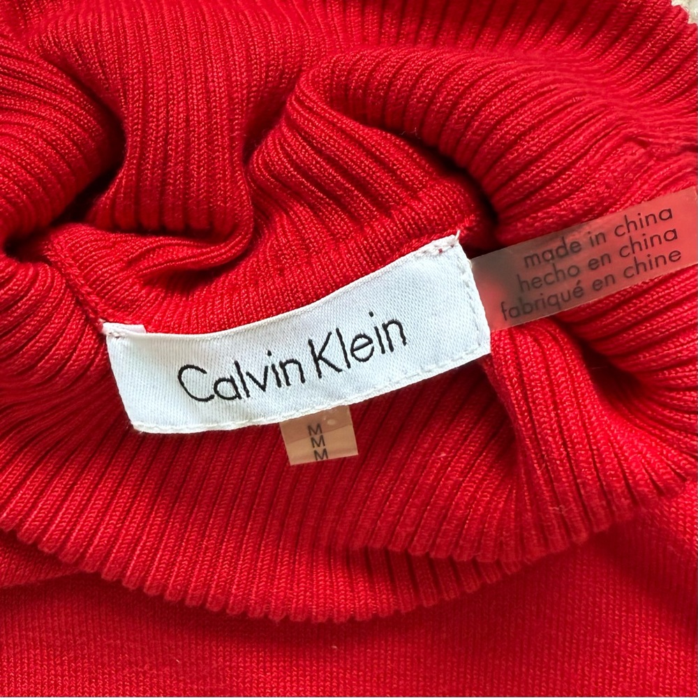 CALVIN KLEIN | Red, Black & Ivory Turtleneck Sweater - Picture 3 of 5